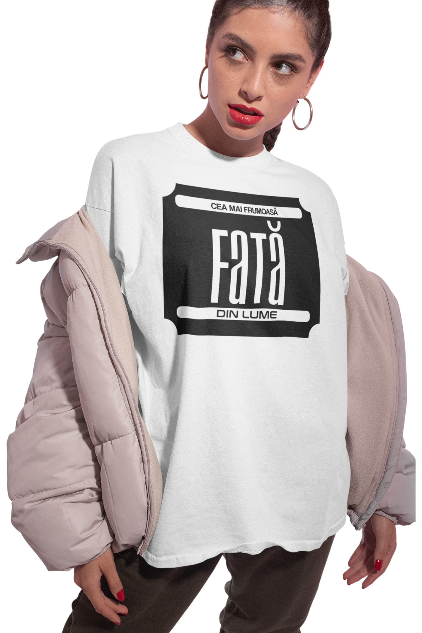 Tricou Cea mai frumoasă fată Alb