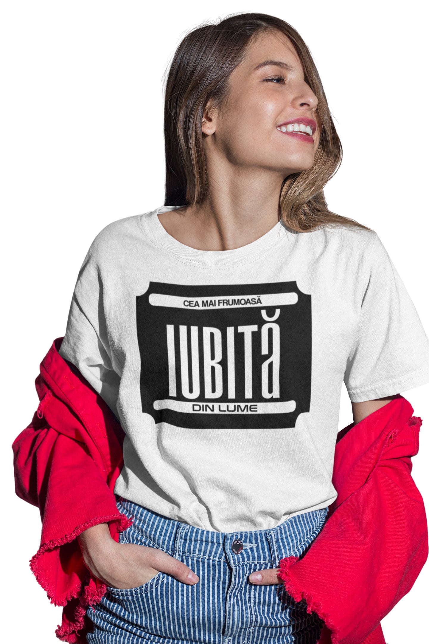 Tricou Cea mai frumoasă iubită Alb