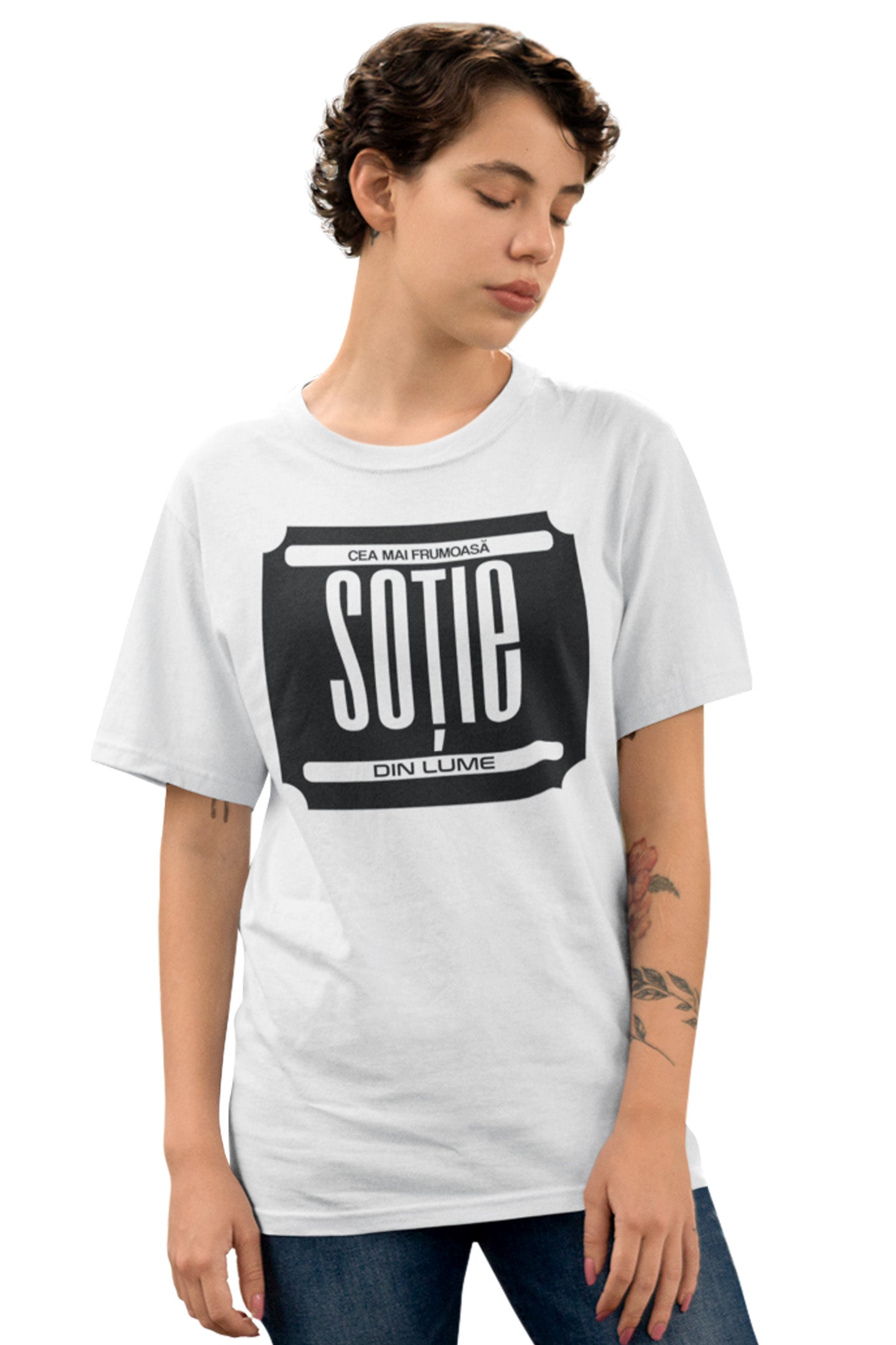 Tricou Cea mai frumoasă soție Alb