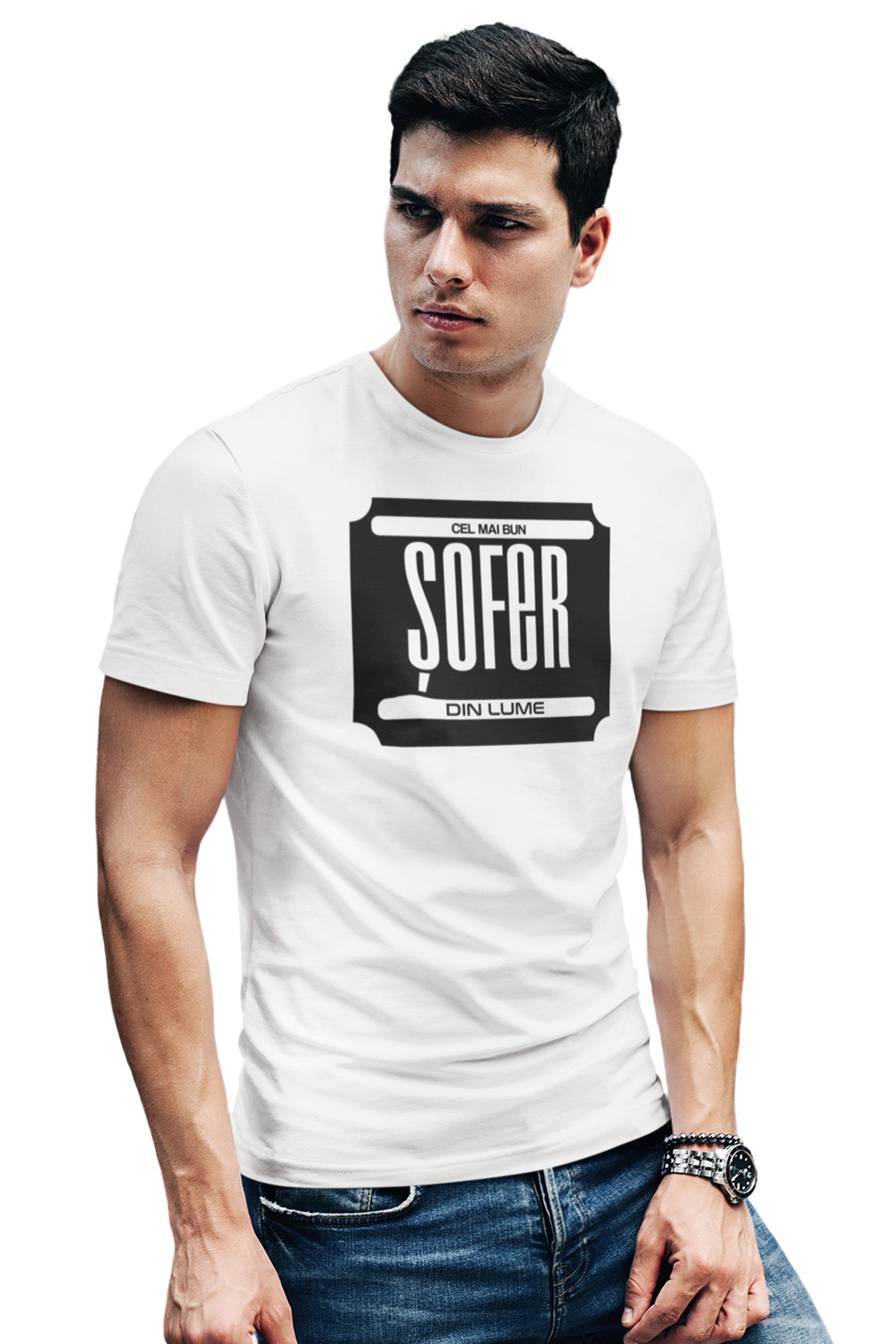 Tricou Cel mai tare șofer Alb