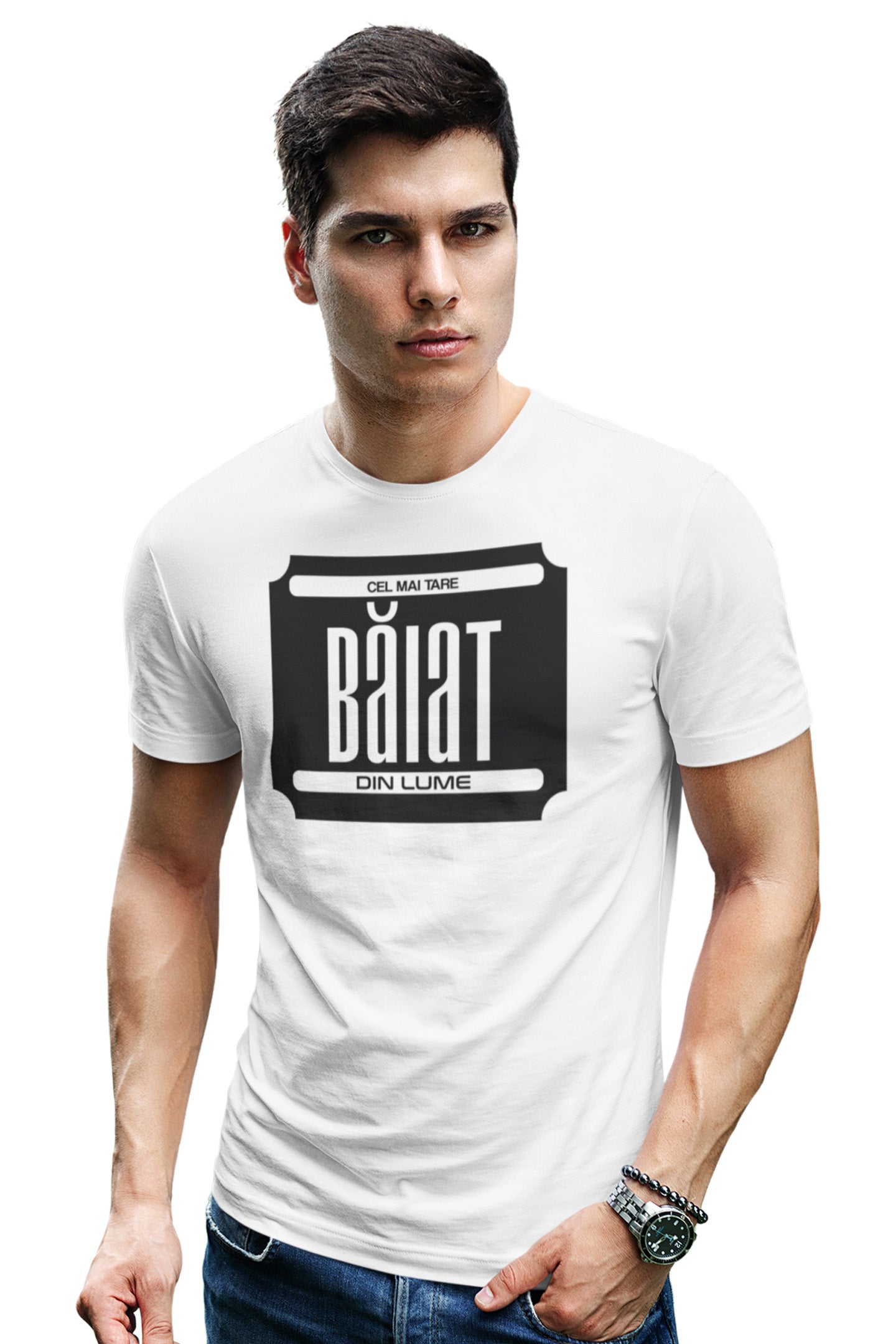 Tricou Cel mai tare băiat Alb
