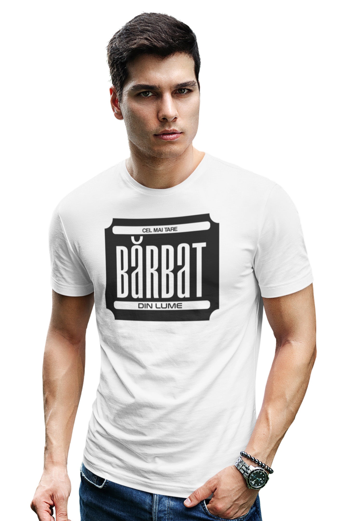 Tricou Cel mai tare bărbat Alb