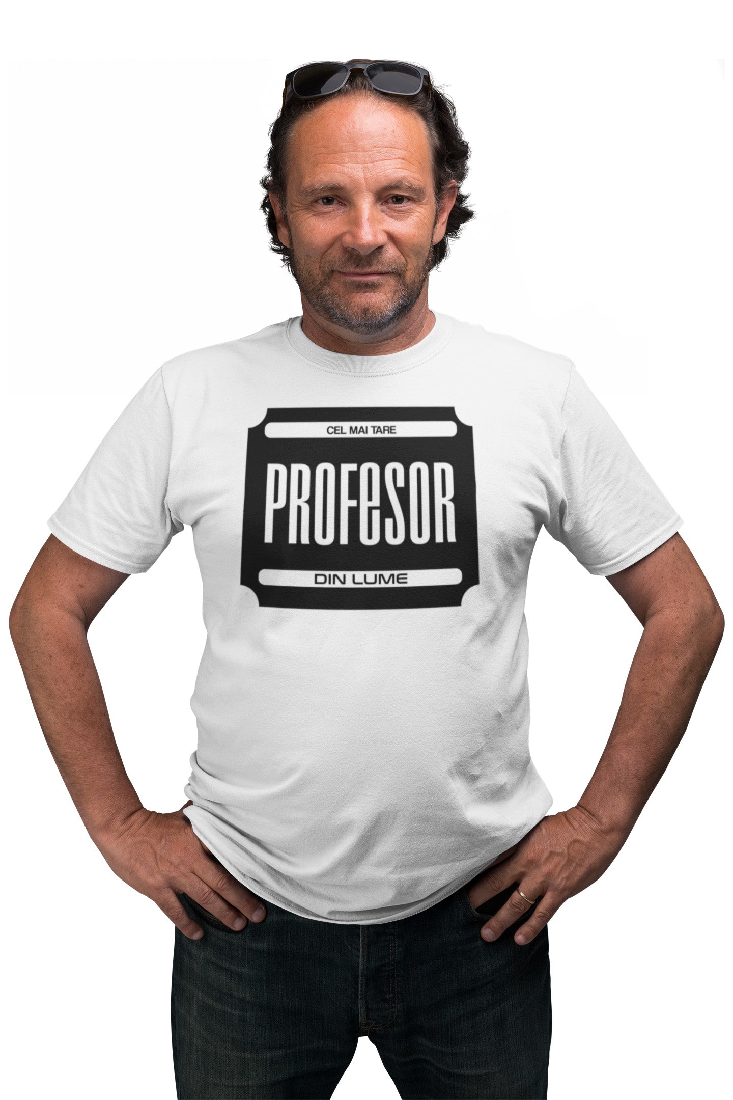 Tricou Cel mai tare profesor Alb