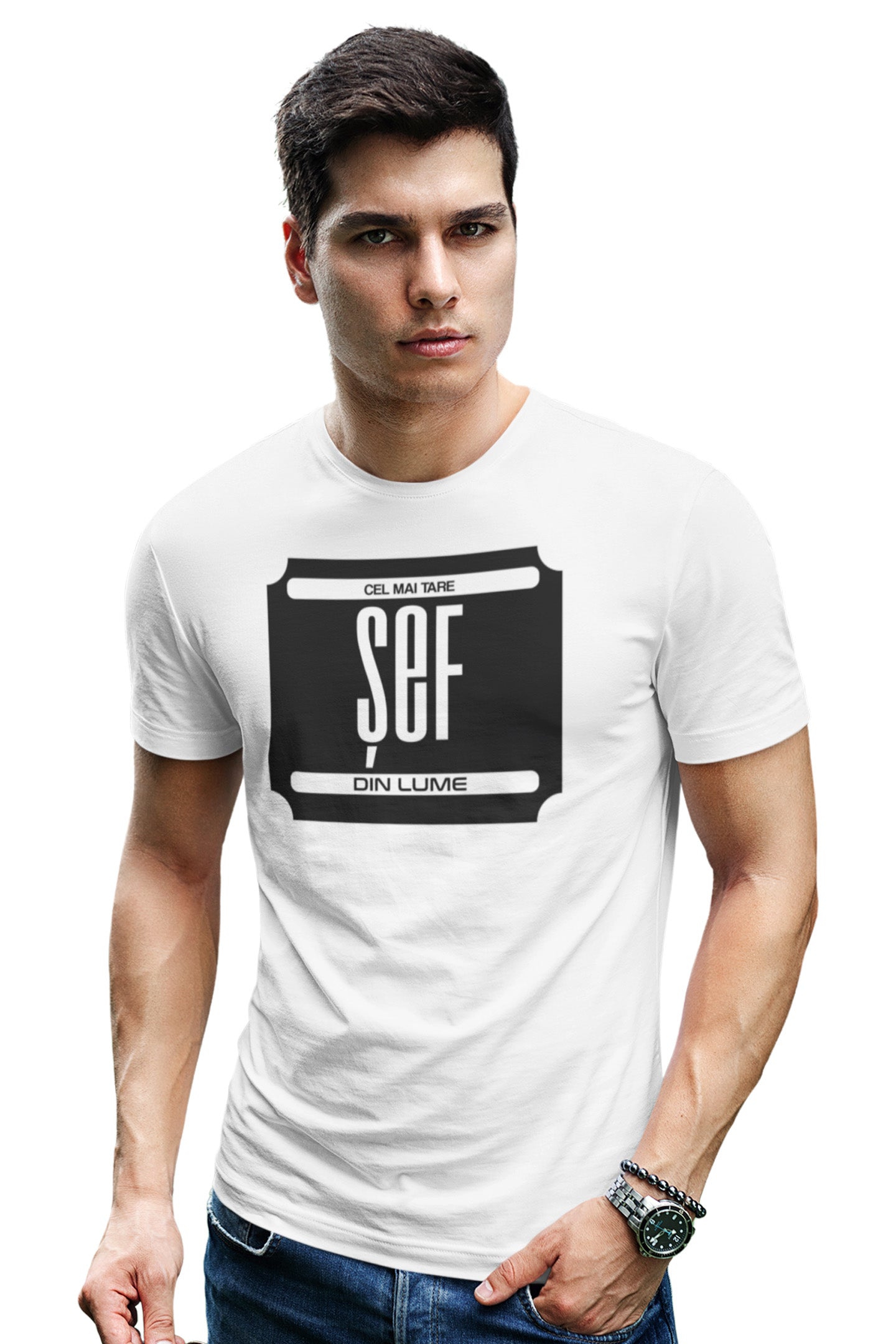 Tricou Cel mai tare șef Alb