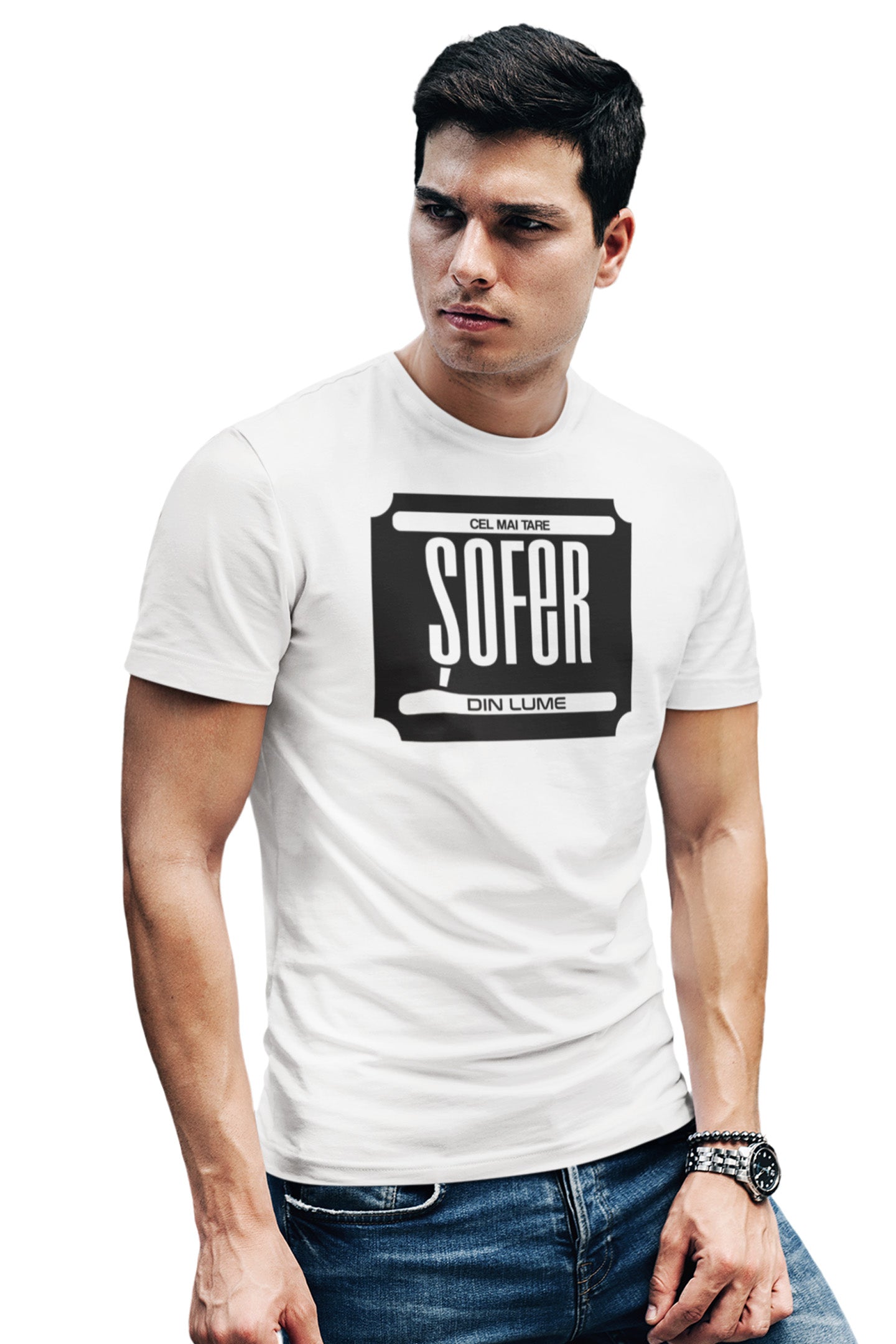 Tricou Cel mai tare șofer Alb