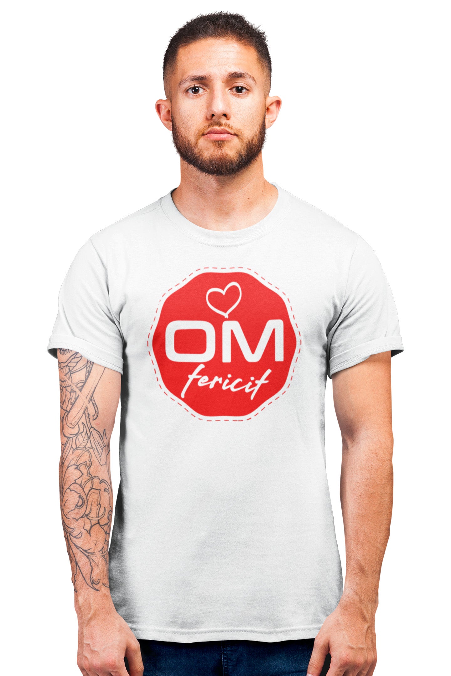 Tricou Om Fericit Alb