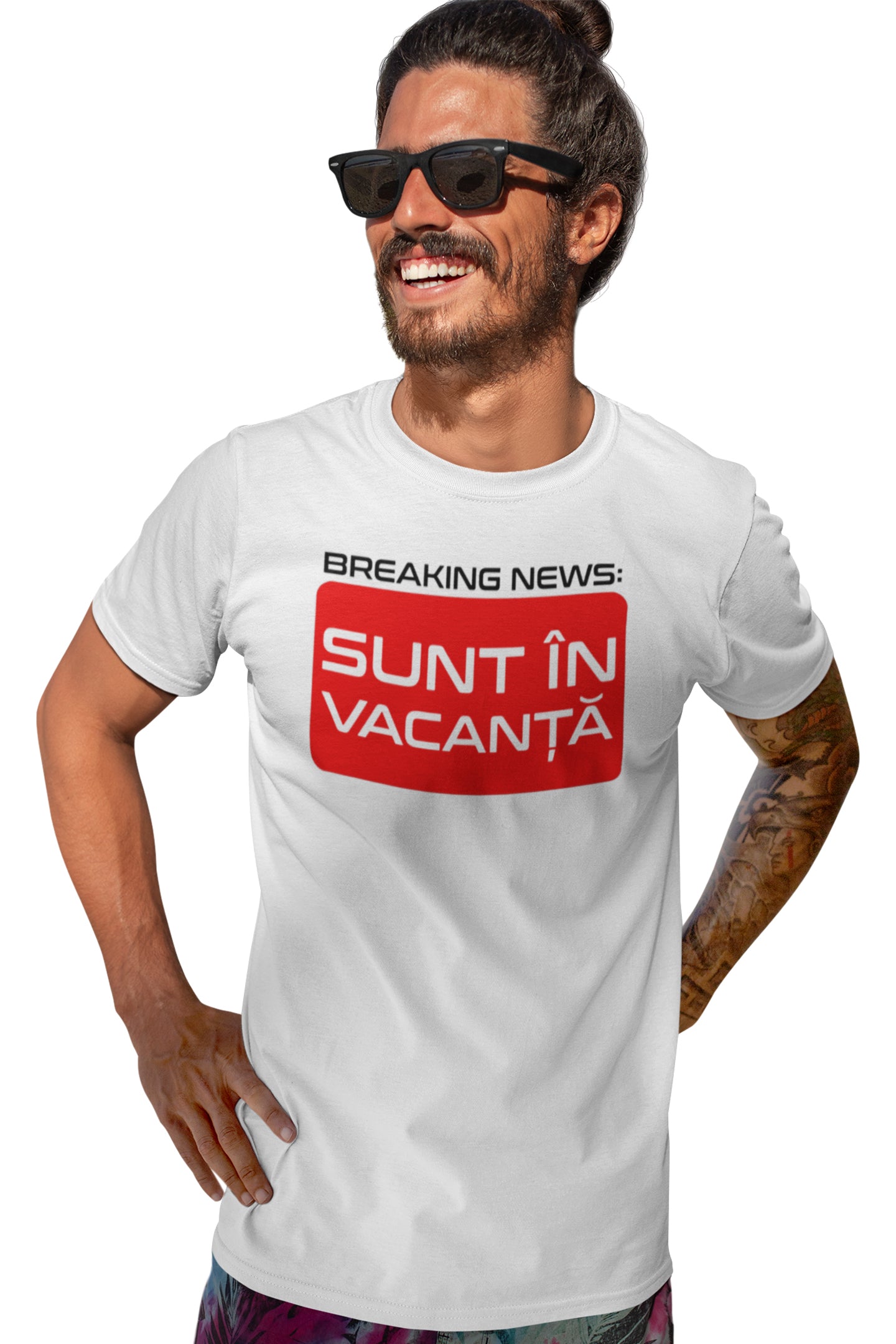 Tricou Sunt în Vacanță Alb