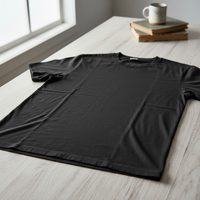 Softly lit linen textile draped on a light wood surface in a minimalist studio setting