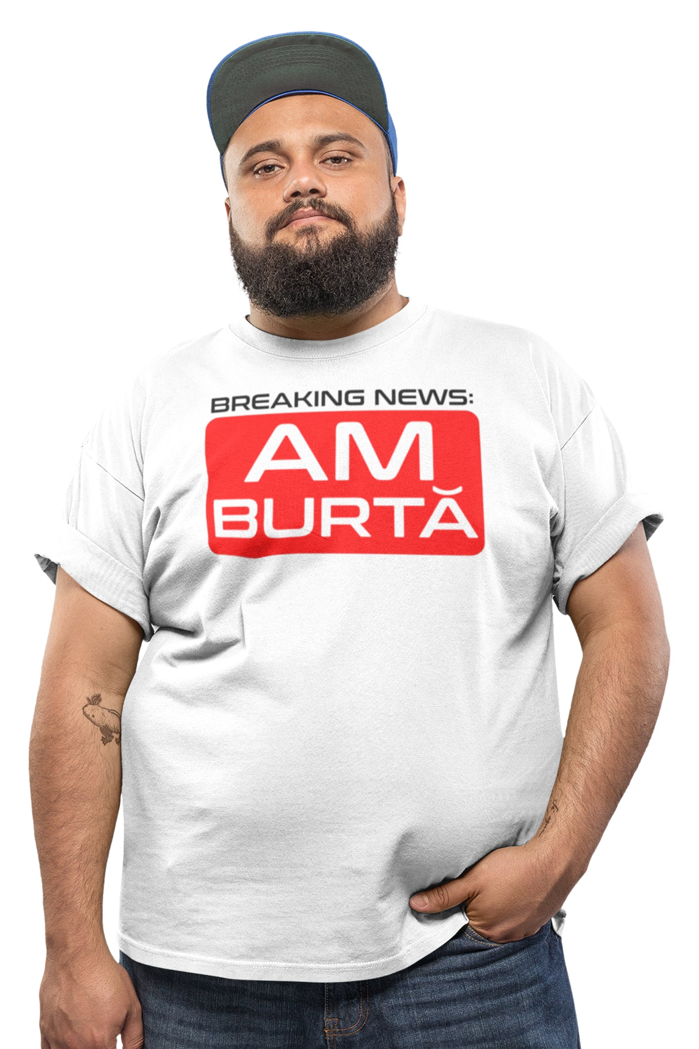 Tricou Am Burtă Alb