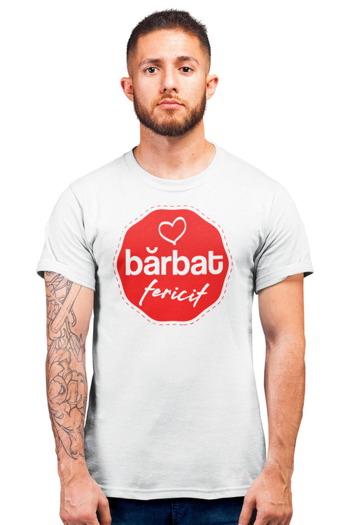 Tricou Bărbat Fericit Alb