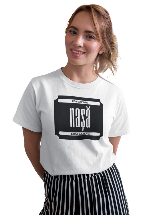 Tricou Cea mai tare nașă Alb