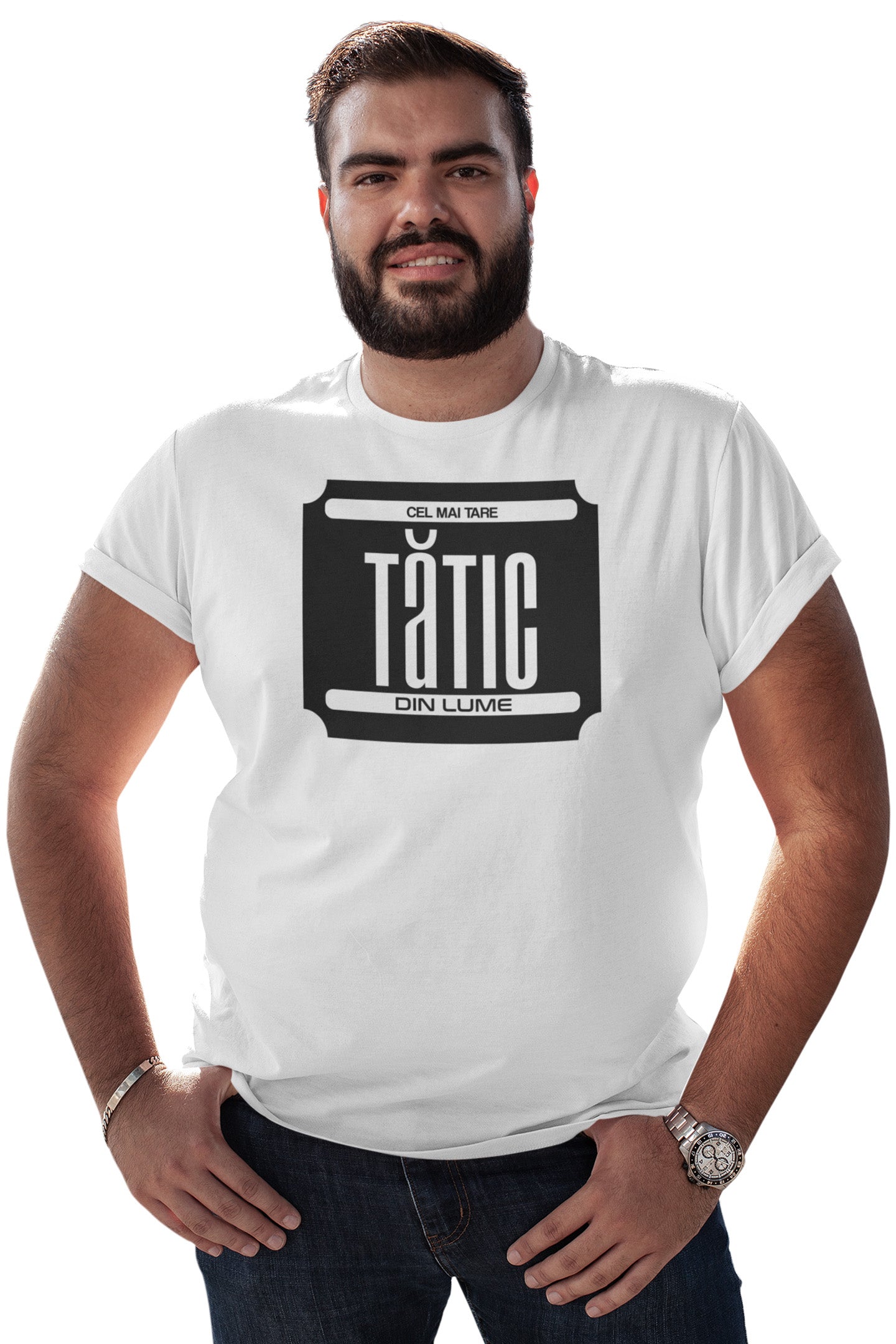 Tricou Cel mai tare tătic Alb