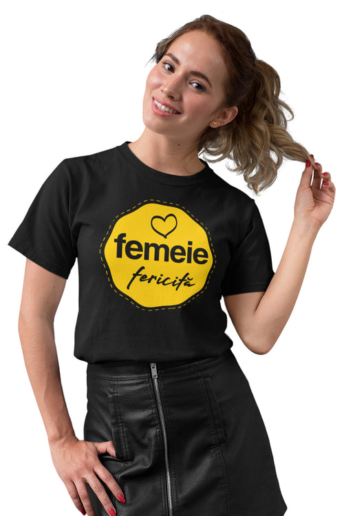 Tricou Femeie Fericită Negru