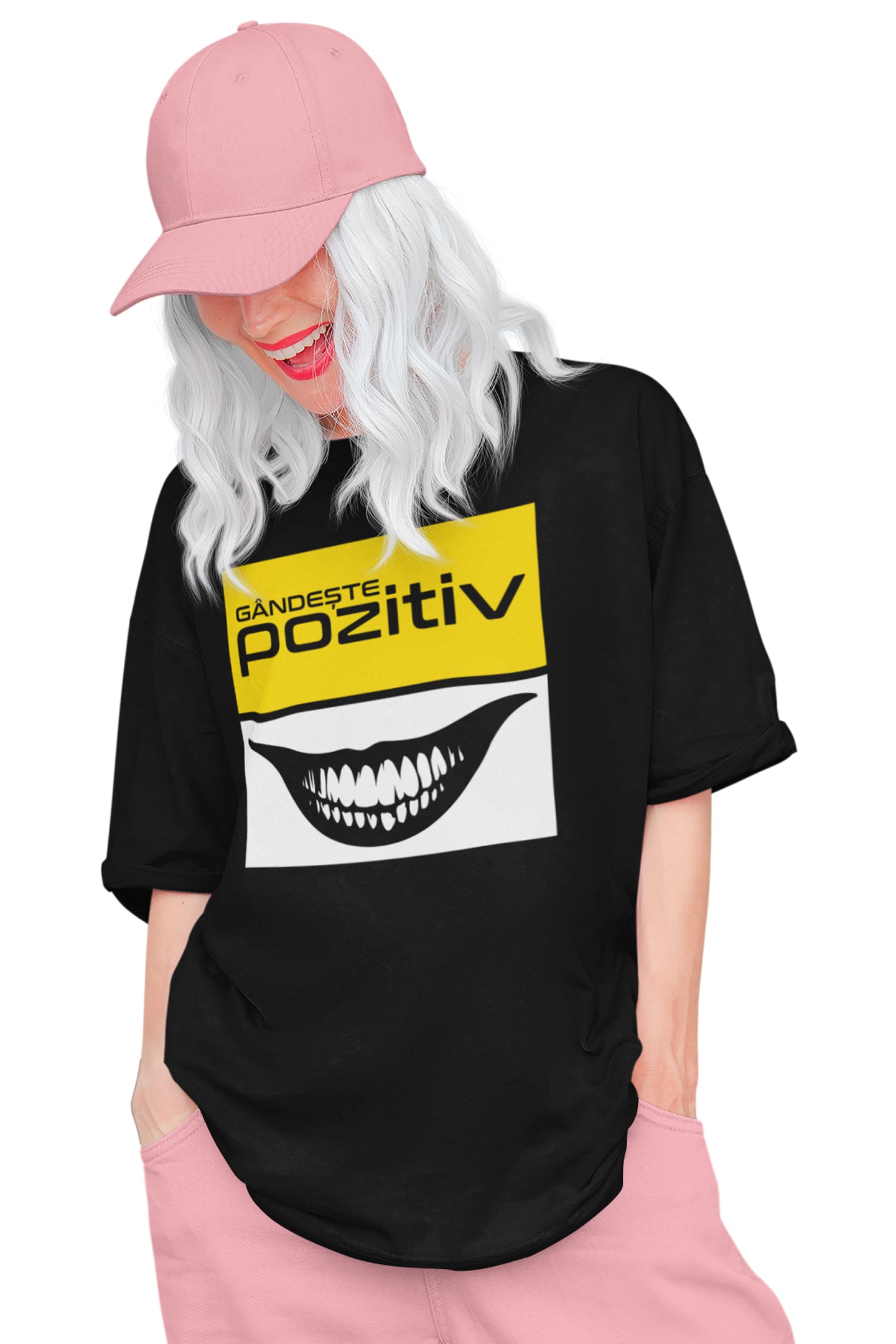 Tricou Oversize Gândește Pozitiv Ea