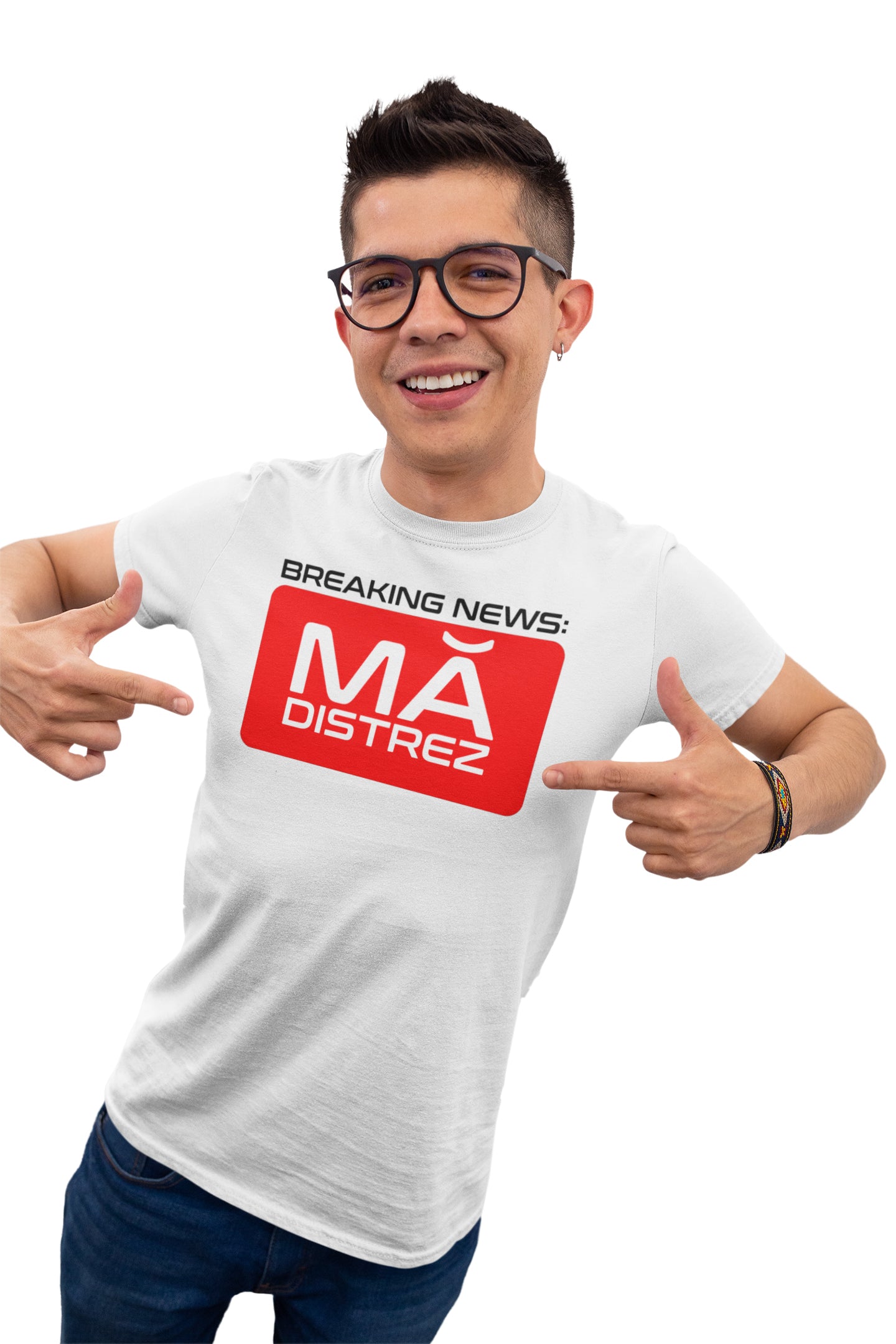 Tricou Mă Distrez Alb