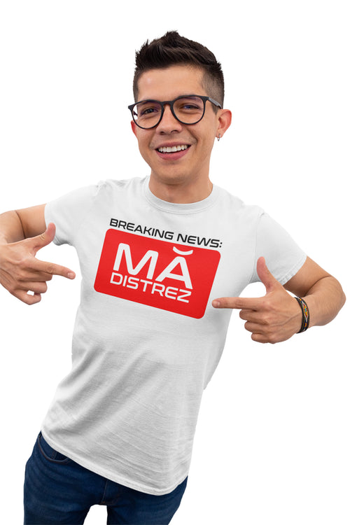 Tricou Mă Distrez Alb