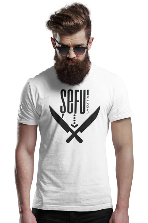 Tricou Șefu’ la Cuțite Alb
