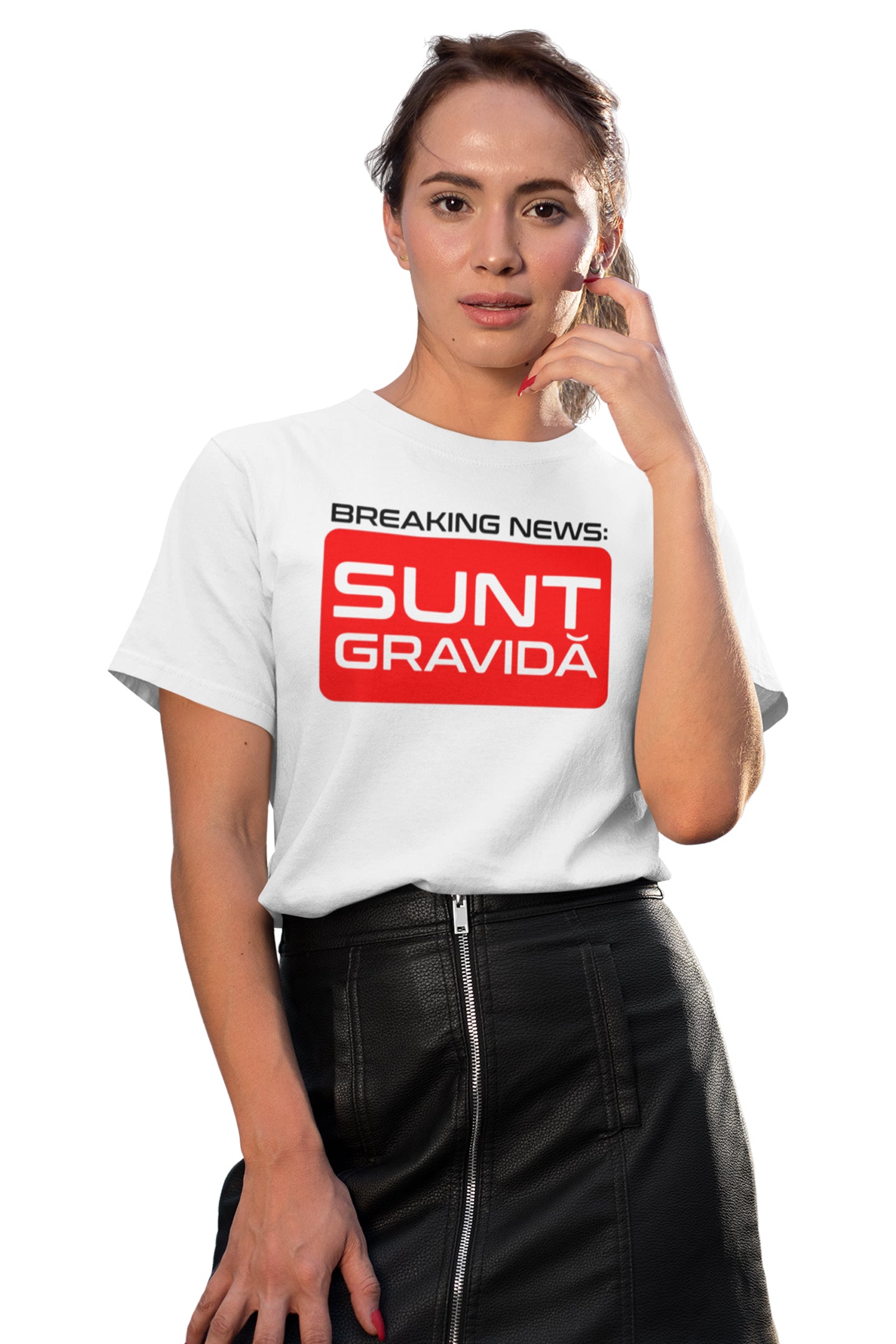 Tricou Sunt Gravidă Alb