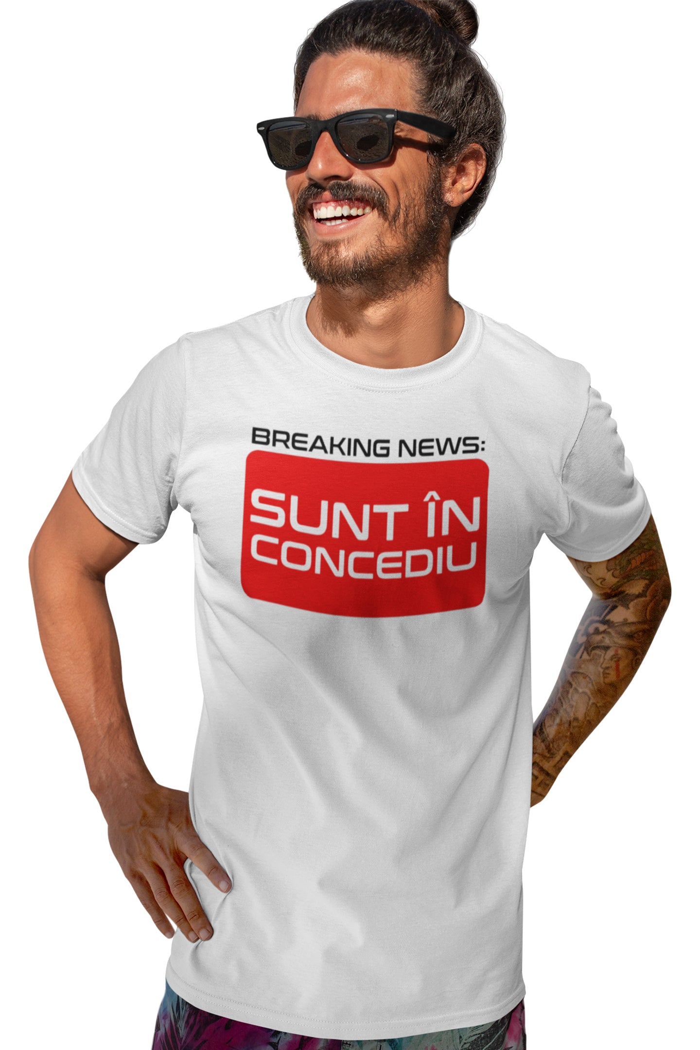 Tricou Sunt în Concediu Alb