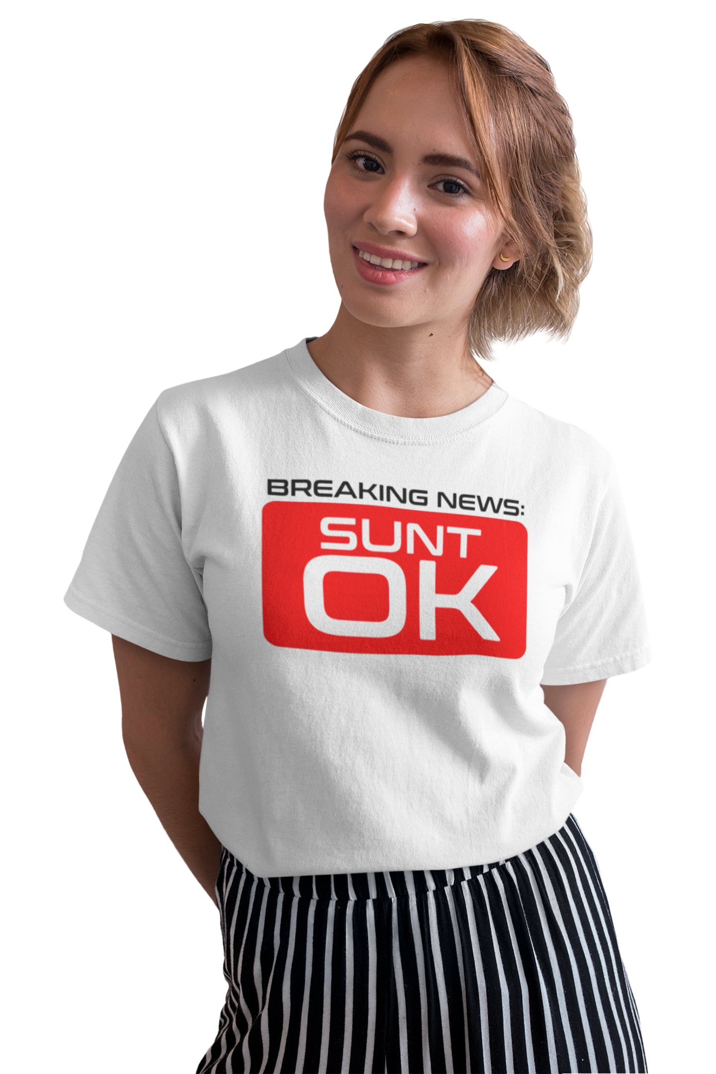 Tricou Sunt OK Alb