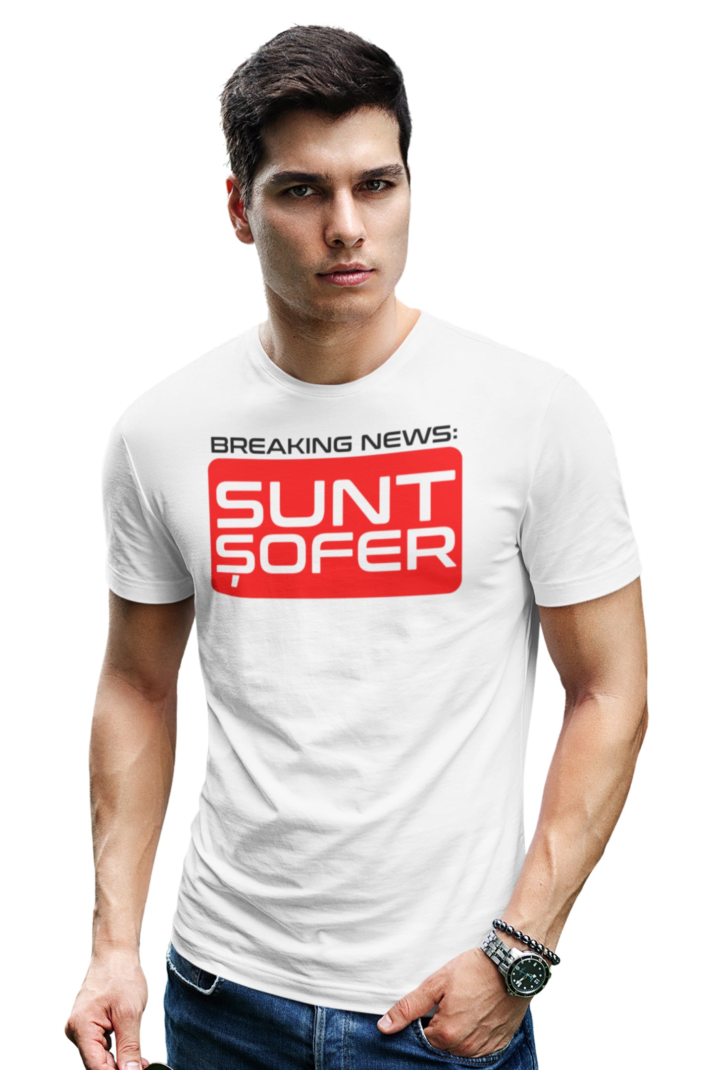 Tricou Sunt Șofer Alb