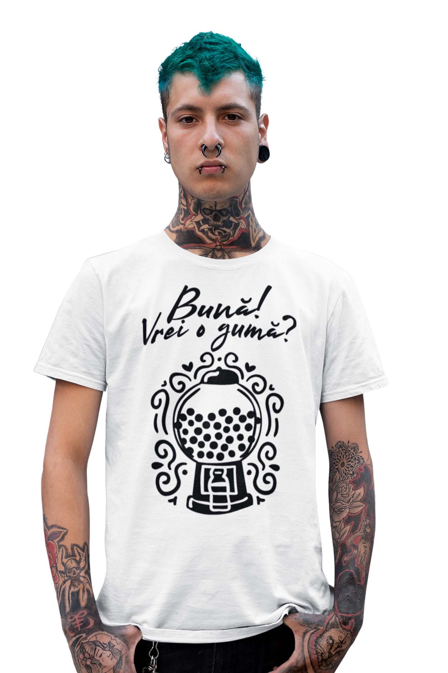 Tricou Bună! Vrei o gumă? - Alb