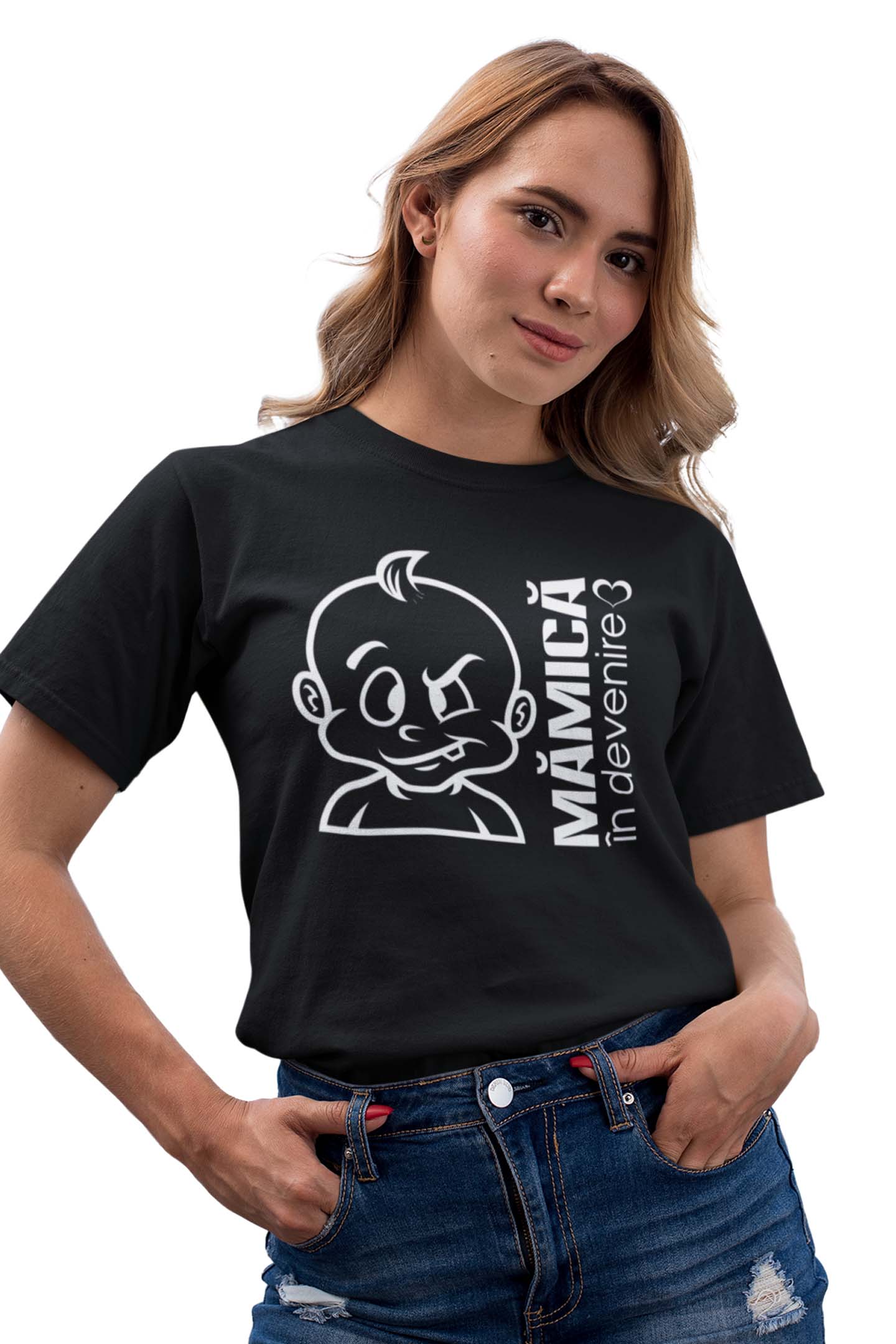Tricou Mămică în devenire - Negru