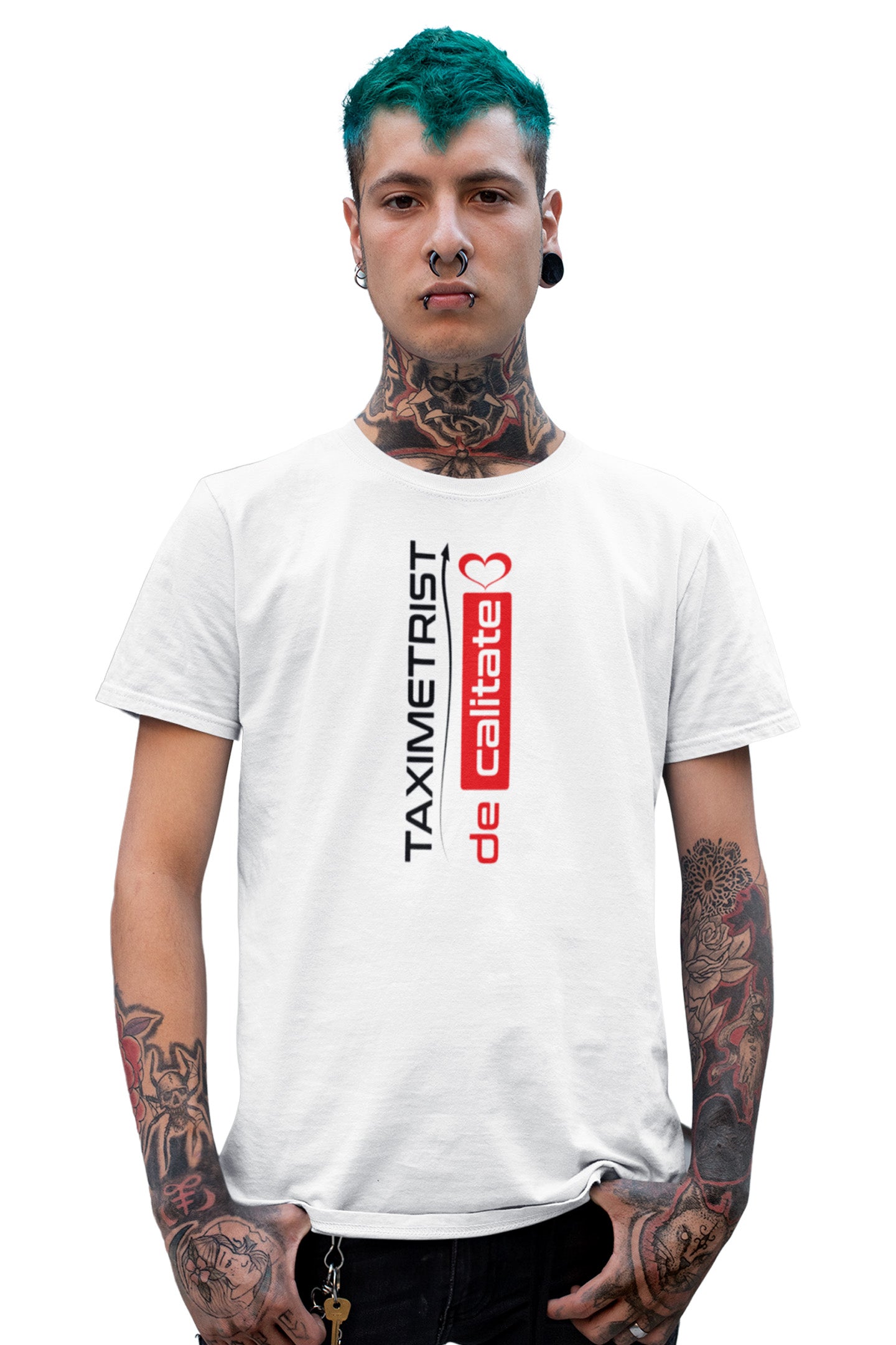 Tricou Taximetrist Alb