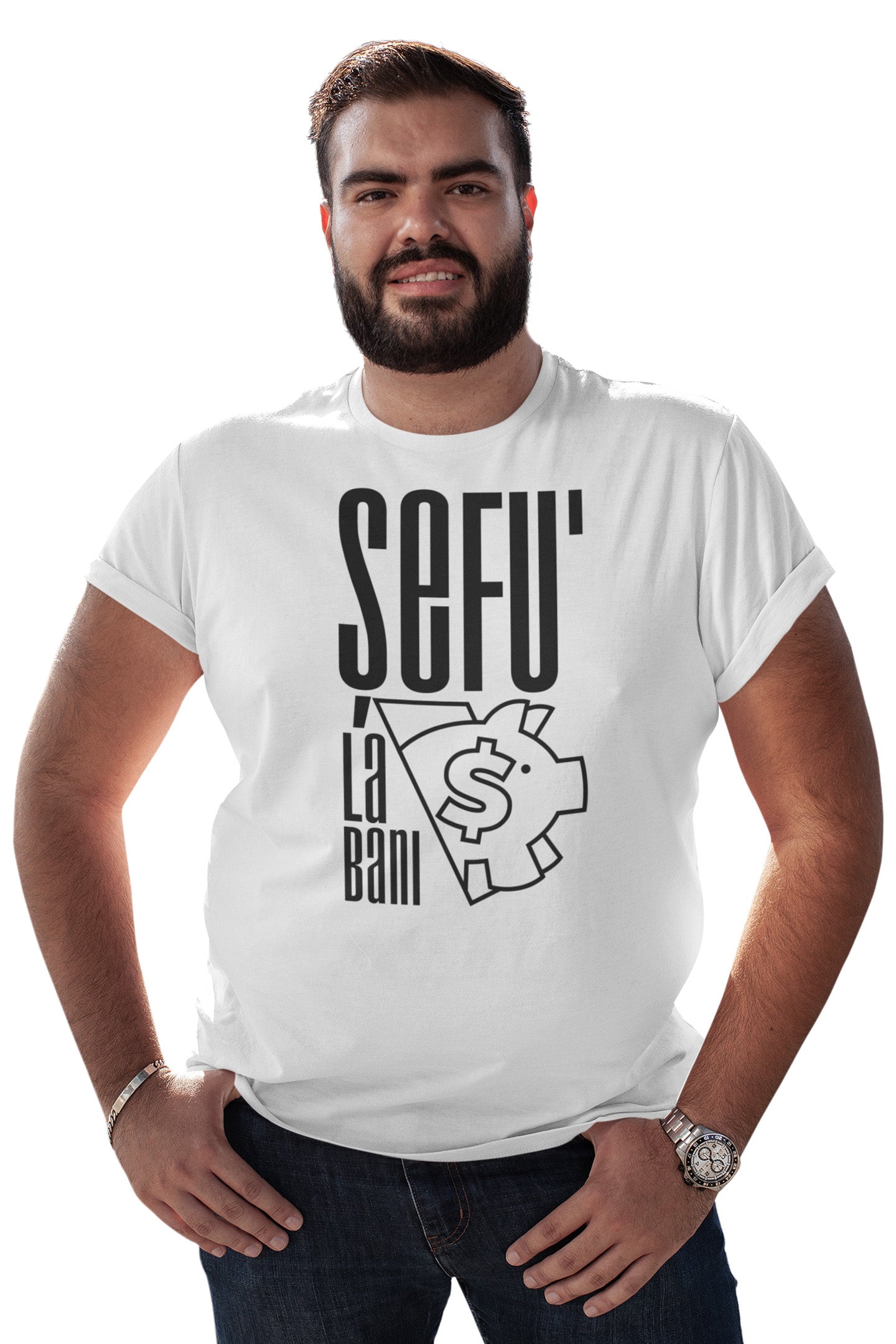 Tricou Șefu’ la Bani Alb
