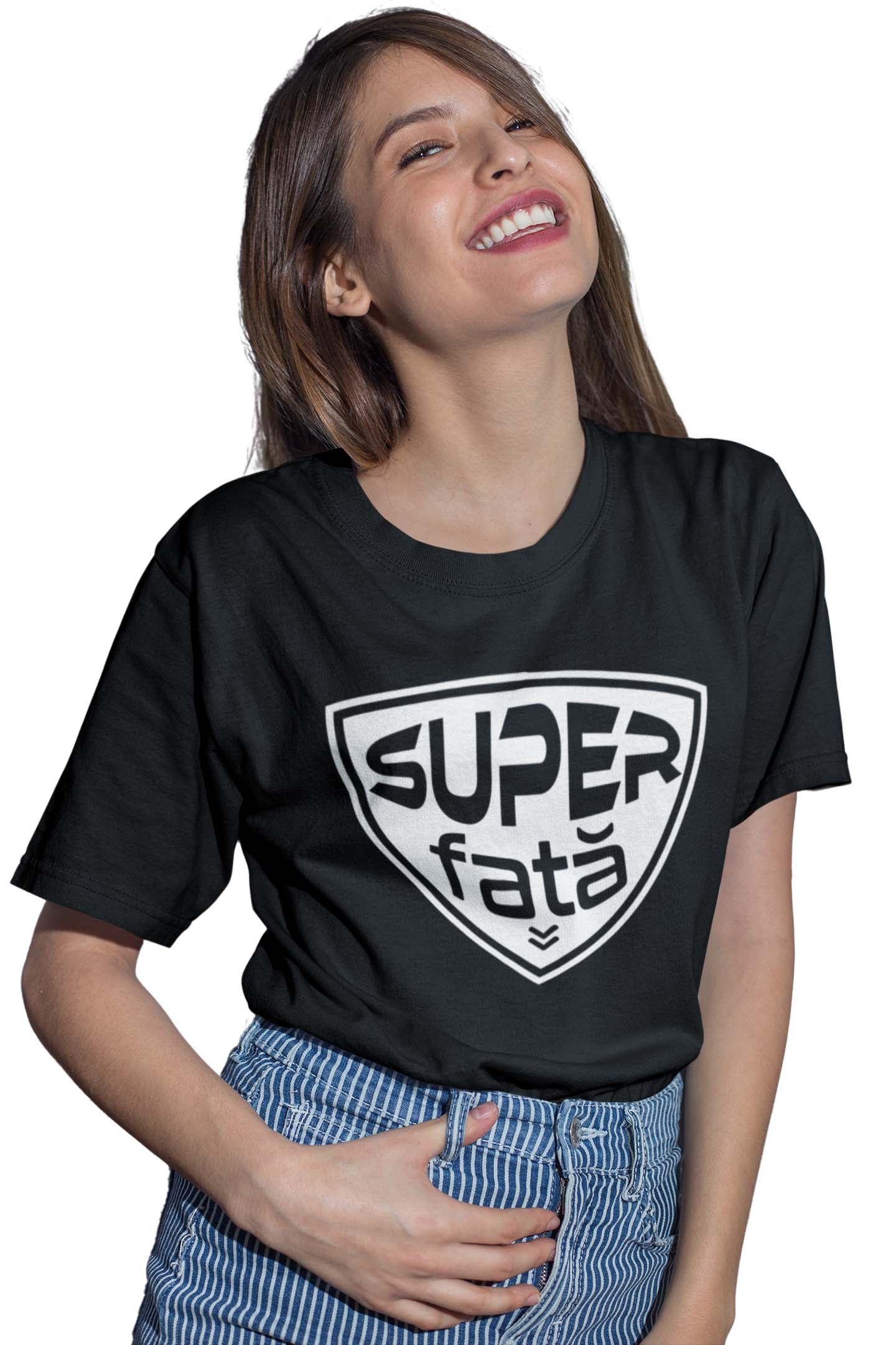 Tricou Super Fată - Negru