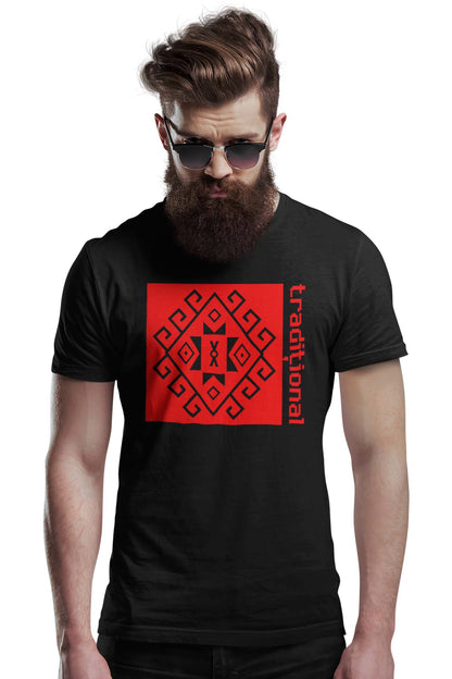 Tricou Tradițional Negru - Rosu